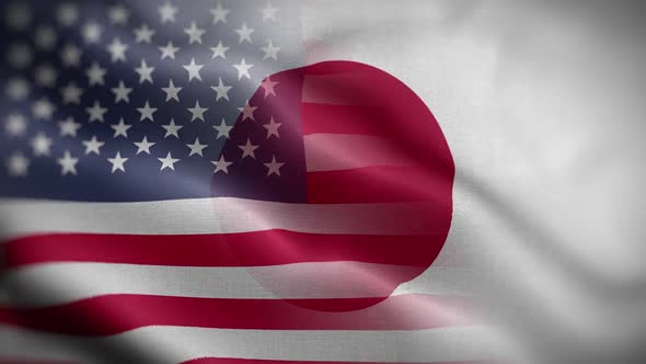 USA Japan Flag Mix Textured Waving Front Background HD