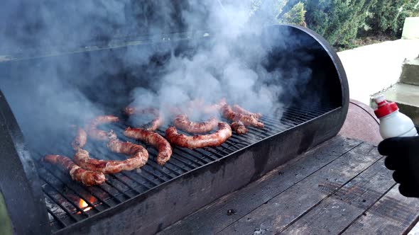 Barbecue Sausages On Grill
