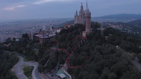 Tibidabo mountain at dawn