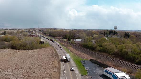 Wide Aerial Drone Shot Suburban Neighborhood