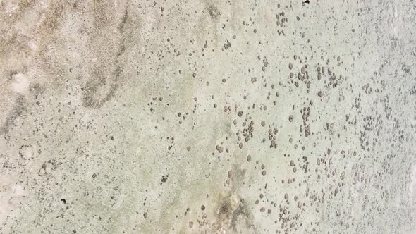 Vertical Video of Low Tide in the Ocean Near the Coast of Zanzibar Tanzania Aerial View