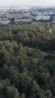 Aerial View of the Border of the Metropolis and the Forest