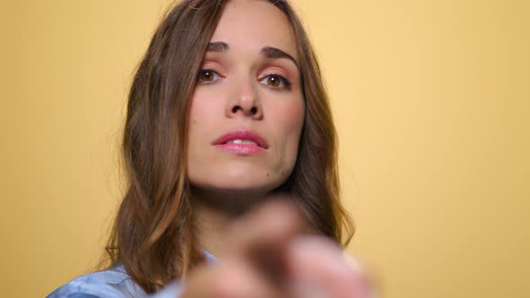 Ambitious Business Woman Pointing Finger on Camera. Confident Woman