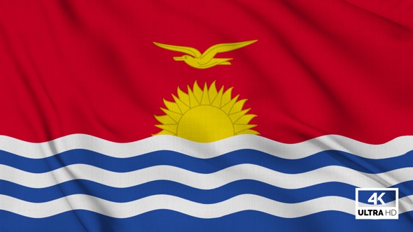 Kiribati Flag Waving Slowly Looped