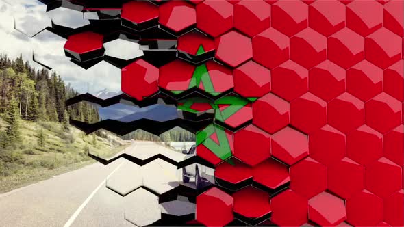 Morocco Flag Hexagon Transition - 4K Resolution