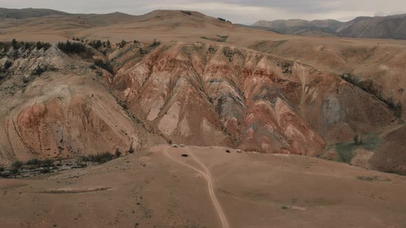 Kyzyl-Chin valley with red mountains in Altai