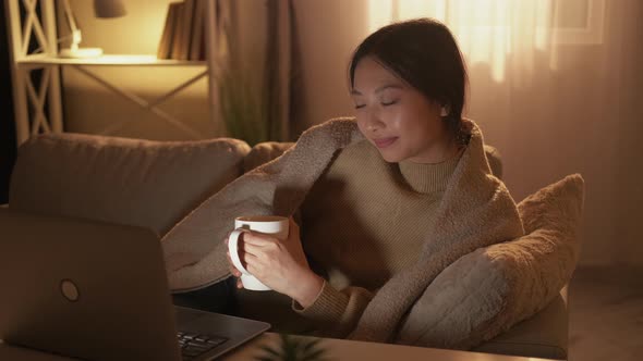 Home Movie Evening Leisure Relaxed Girl Laptop