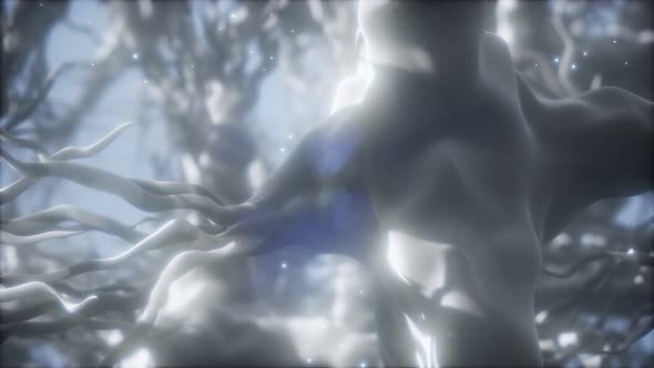 Journey Through a Neuron Cell Network Inside the Brain alt
