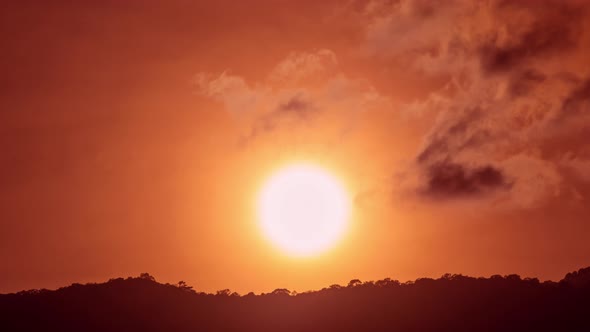 Beautiful Clear Big Sun at Sunrise or Sunset.