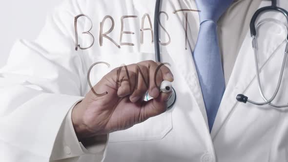 Asian Doctor Writing Breast Cancer 