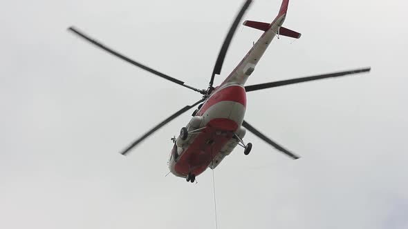 a Cargo Helicopter Establishes a Support