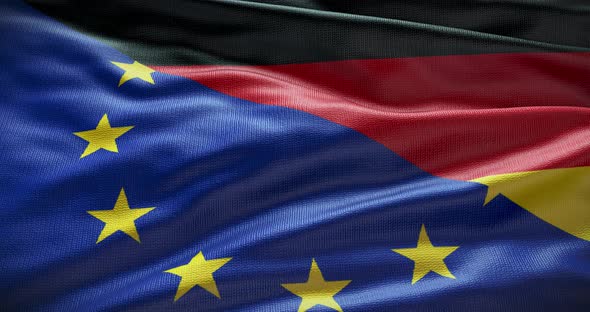 Germany and EU waving flag animation 4K