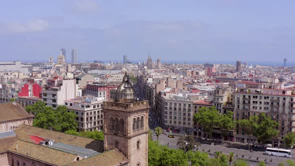 Barcelona City Skyline and Streets