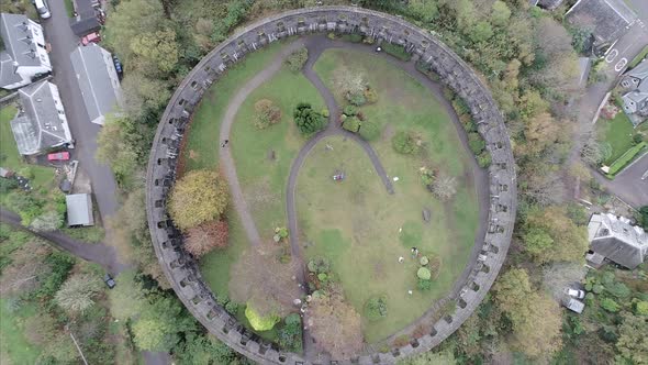 Top View of McCaigs Tower in the Town of Oban Scotland