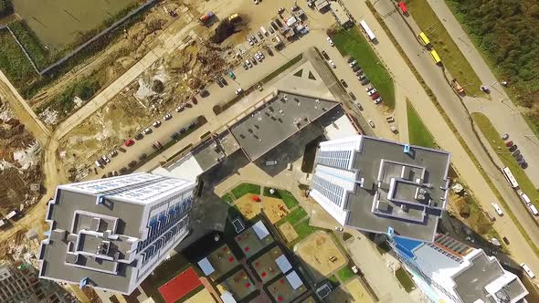 Aerial view of the construction of high-rise residential buildings 04