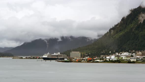 View of port in Alaska on a cloudy day