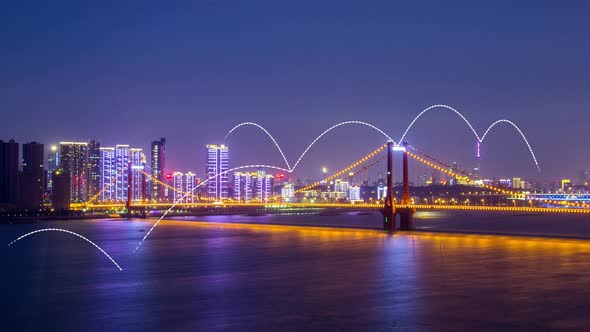 smart Connected city skyline. Futuristic network concept, city Technology.