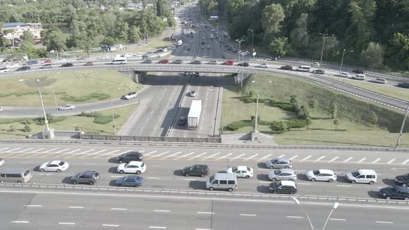 Kyiv. Ukraine: Road Junction. Aerial View, Flat, Gray