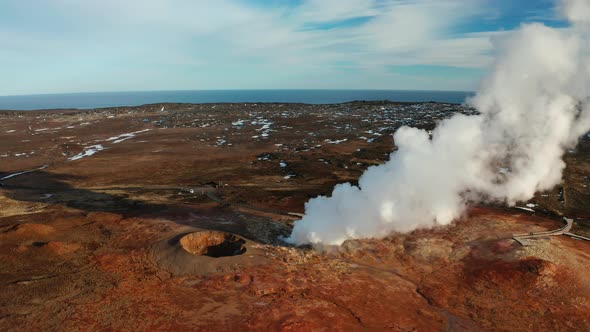 Gunnuhver Geothermal Area at Sunset, Reykjanes Peninsula, Iceland