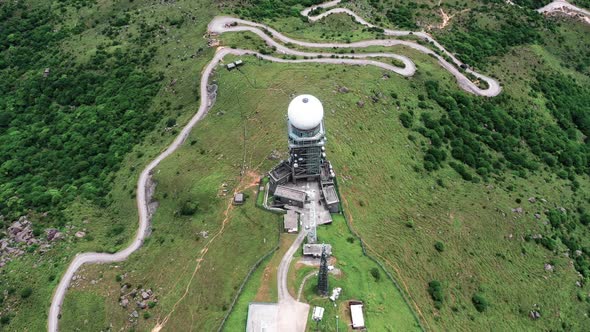 Aerial shot of the highest mountain of Hong Kong -Tai Mo Shan.