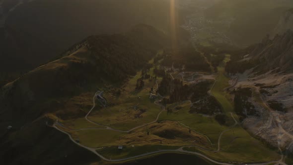 Aerial reveal of cinematic aerial of beautiful landscape terrain around Zugspitze, Germany