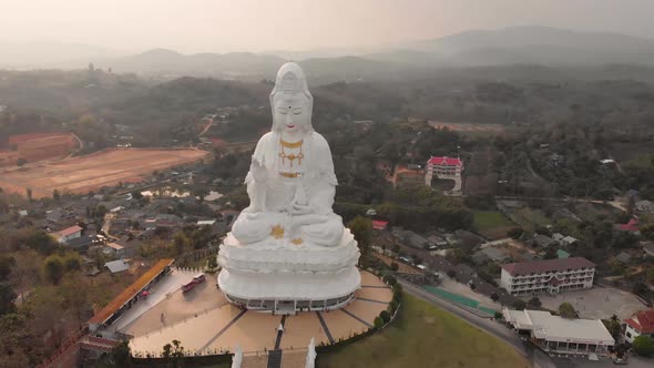 Aerial view of statue of Guan Yin.