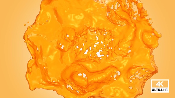 Orange Juice Drops And Splashing