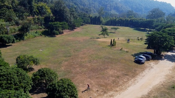 Throwing Disc Golf in a Large Field Toward a Basket