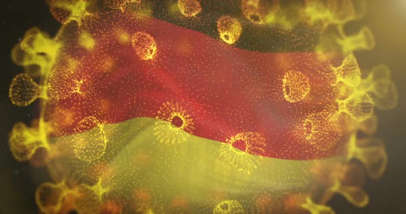 Germany Flag With Corona Virus Bacteria Centered