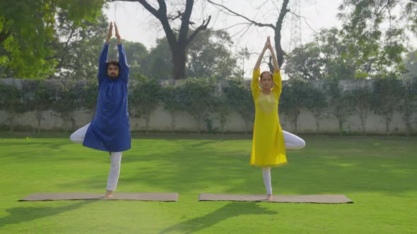 One legged Namaste Yoga