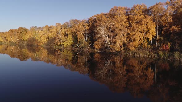 Rafting on the Forest River on Beautiful Sunny Autumn Days