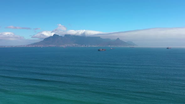 Gyperlapse Clouds Over Table Mountain on a Sunny Day Pan Shot