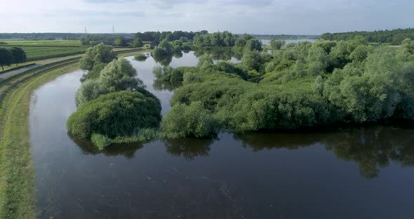 Aerial view of river IJssel, Veessen, The Netherlands.