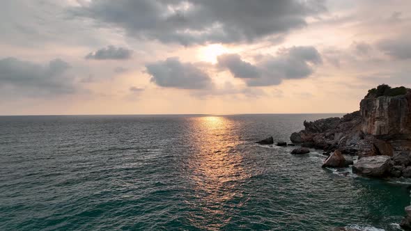 Background Textured Sea Sunset aerial view 4 K