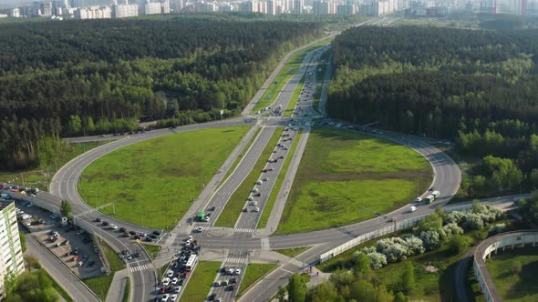 Aerial View of a Car Interchange