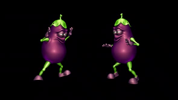 Two Eggplant  Looped Dance with Alpha Channel and Shadow alt