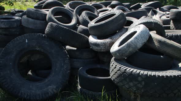 Big pile of old worn tires