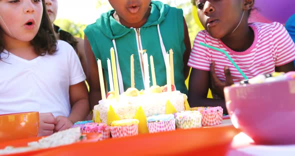 Boy celebrating her birthday with his friends alt