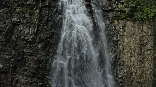 Waterfall on the Mountain River Carpathians