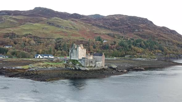 Aerial View of the Historic Eilean Donan Castle By Dornie, Scotland