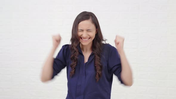 Indian girl celebrating