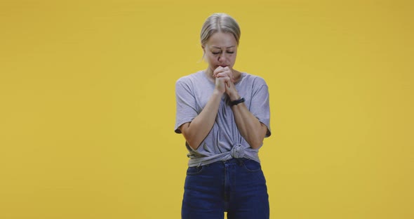 Young Woman Murmuring and Praying