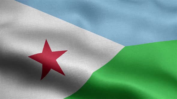 Djibouti Flag Seamless Closeup Waving Animation