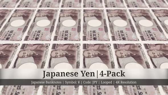 Japanese Yen | Japan Currency - 4 Pack | 4K Resolution | Looped