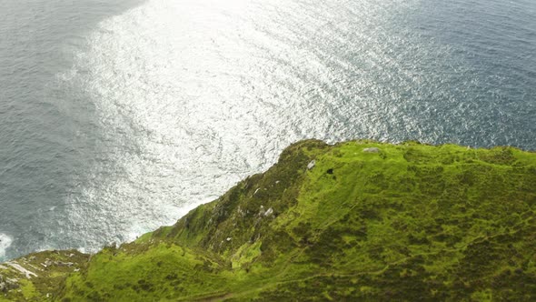 Dramatic drop from cliffs in Ireland revealing the north Atlantic ocean