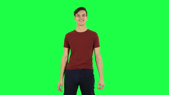 Surprised Guy with Shocked Wow Face Expression. Green Screen