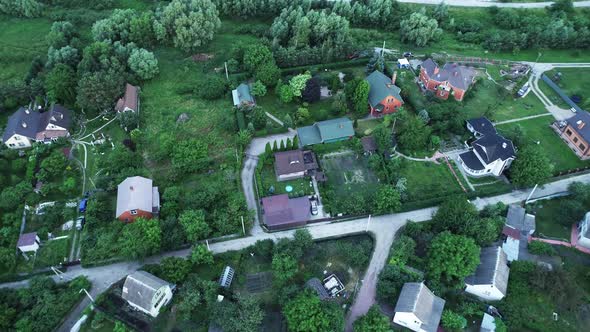 Aerial View of the Village Near the River Ukraine