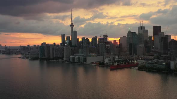 Aerial Shot of Toronto at Sunset