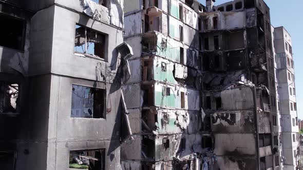 Borodyanka Ukraine  a Destroyed Building During the War Bucha District