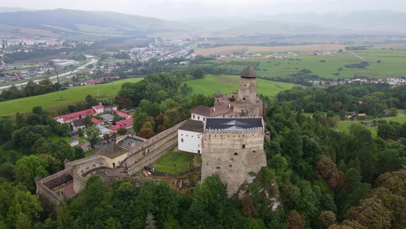 Aerial view of the castle in Stara Lubovna, Slovakia